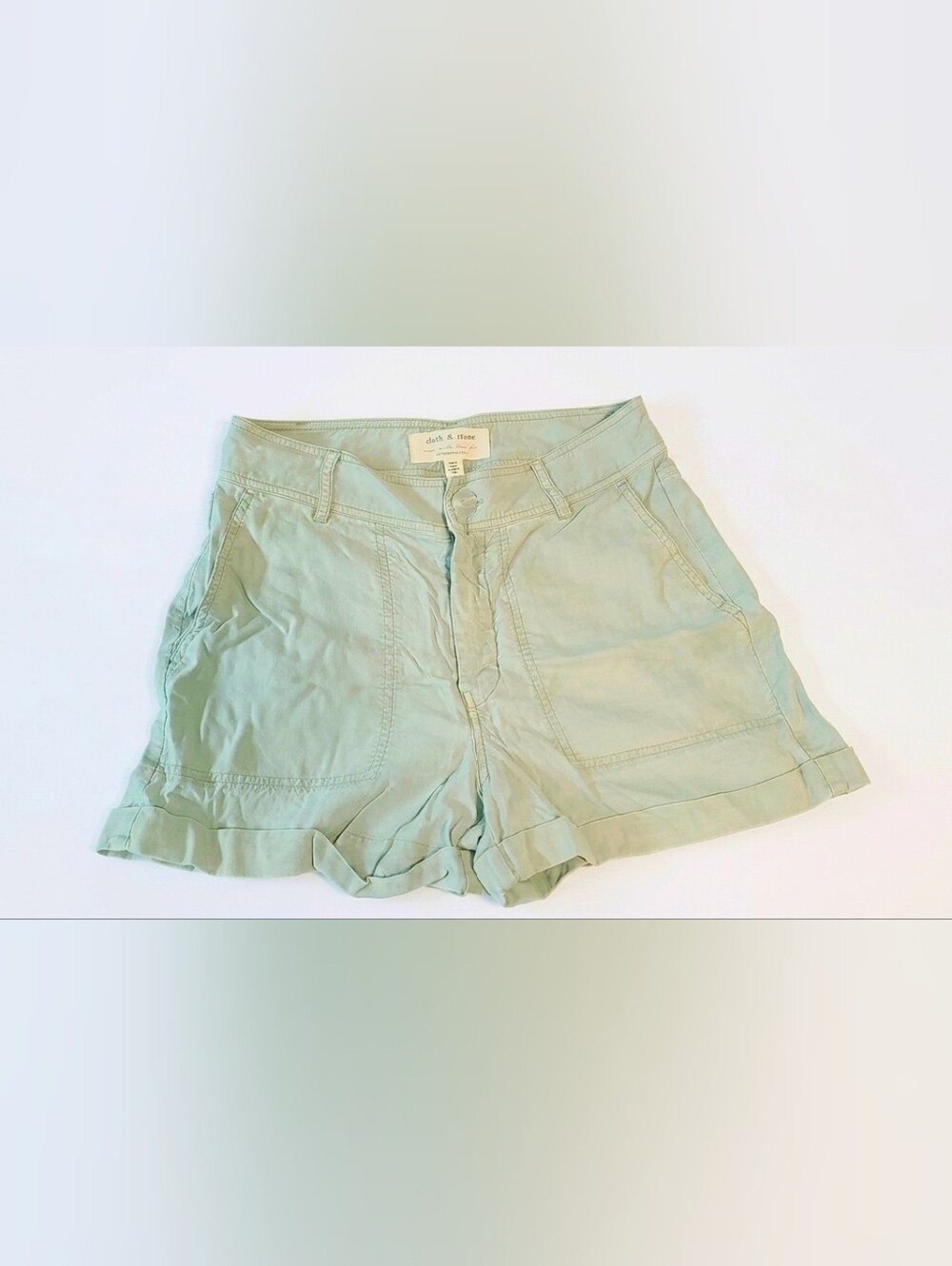 cloth & stone Anthropologie Sage Green Women's Cuffed Utility Shorts